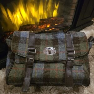 Harris Tweed Plaid Leather Strap Bag